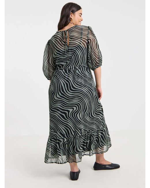 Simply Be Gray Short Sleeve Tiered Georgette Maxi Dress