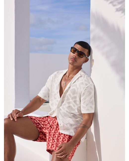 Next Red Printed Swim Shorts for men