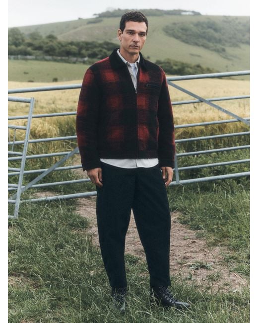 Next Red Buffalo Check Worker Jacket With Wool for men