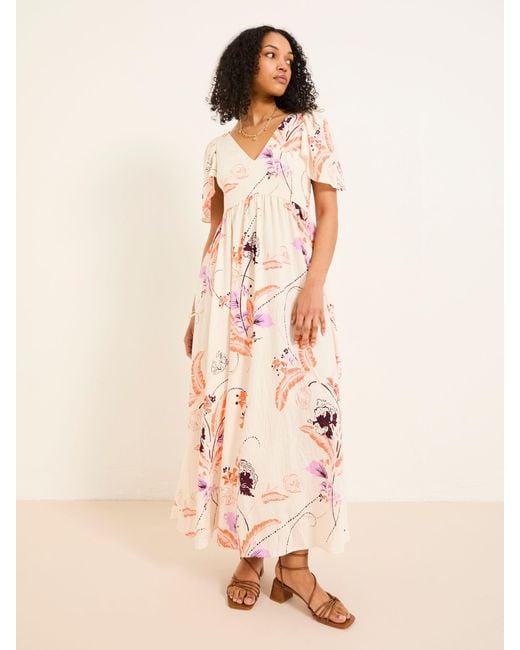 FatFace Pink Fatface Marlowe Gathered Sleeve Printed Maxi Dress
