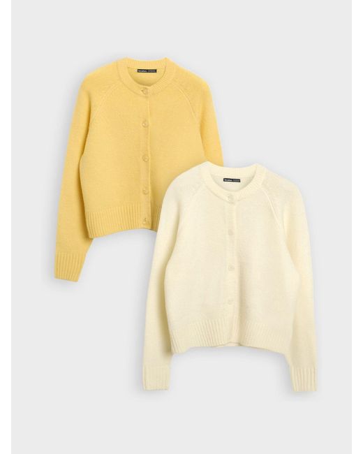Threadbare Yellow Button Up Knitted Cardigans 2 Pack