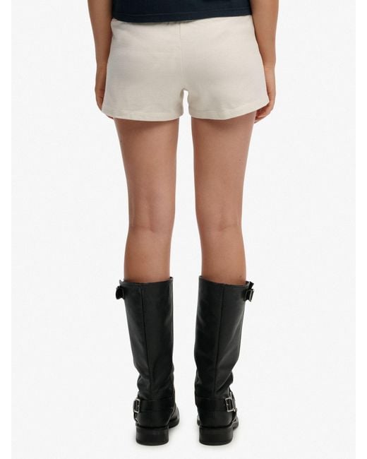 Superdry White Athletic Essential Jersey Script Shorts