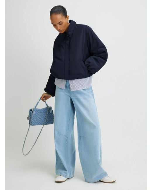 River Island Blue Technical Bubble Hem Jacket