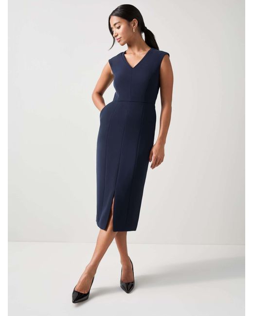 L.K.Bennett Blue Audrey Petite Spring Peplum Dress