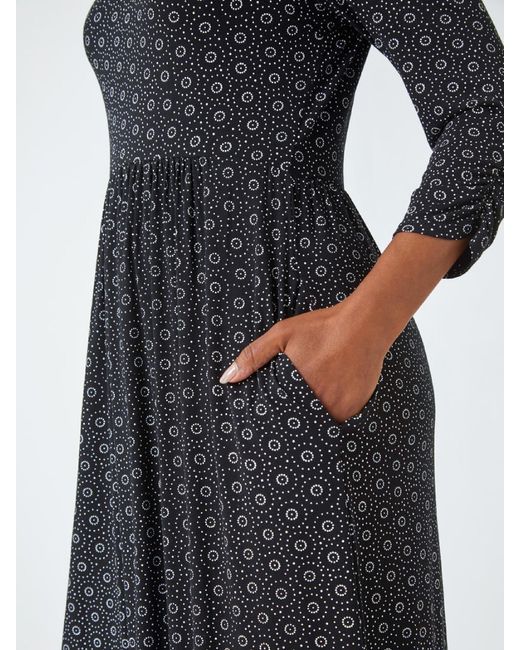 Roman White Petite Spot Pocket Stretch Midi Dress