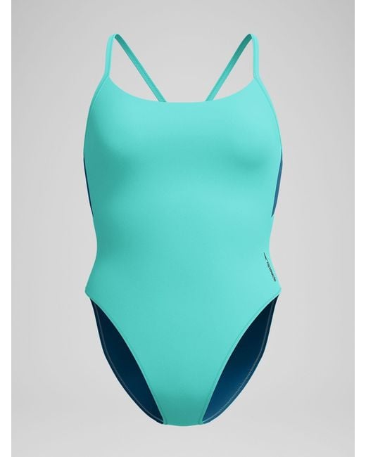 Speedo Blue Solid Racerback Swimsuit
