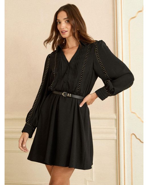 Love & Roses Black Petite Shirt Mini Dress