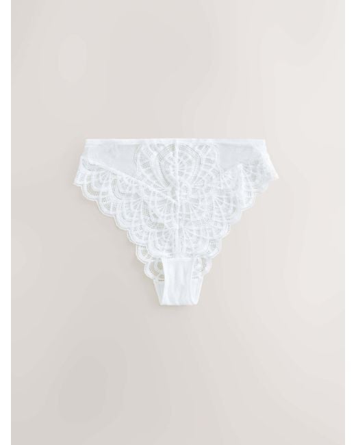 Next White High Rise High Leg Lace Knickers 2 Pack