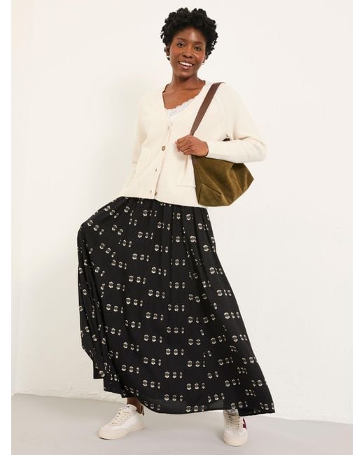 FatFace Black Fatface Willow Metallic Midi Skirt