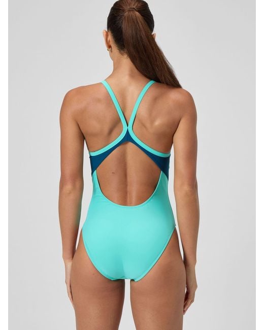 Speedo Blue Solid Racerback Swimsuit