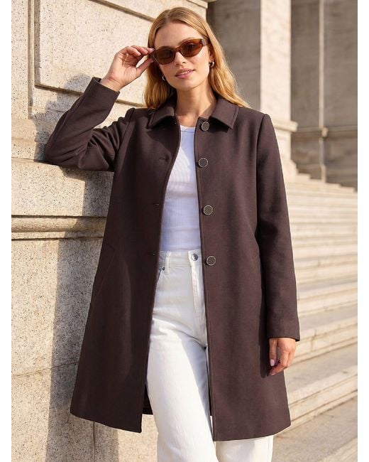 Roman Black Buttoned Swing Coat
