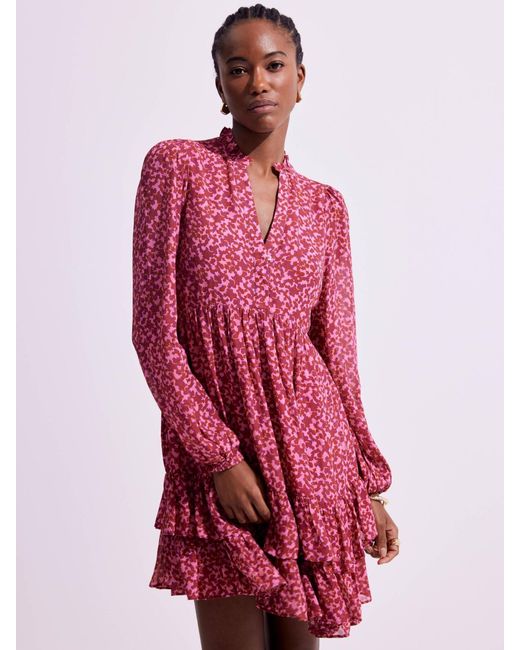 Mint Velvet Red Floral Print Mini Dress