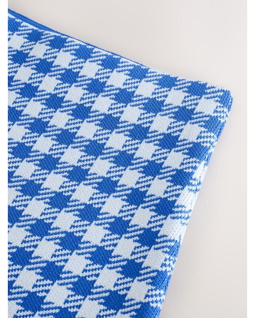 Next Blue Gingham Check Co-Ord Knitted Mini Skirt