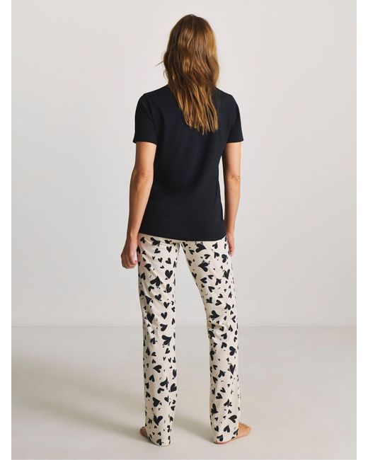 JD Williams Black Heart Print Pyjamas Set 2 Pack