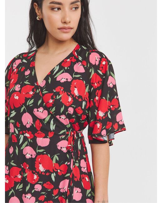 Simply Be Red Wrap Midi Dress