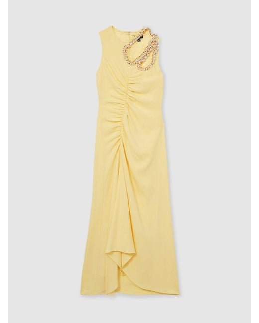 Reiss Yellow Elizabeth Atelier Embellished Shoulder Maxi Dress
