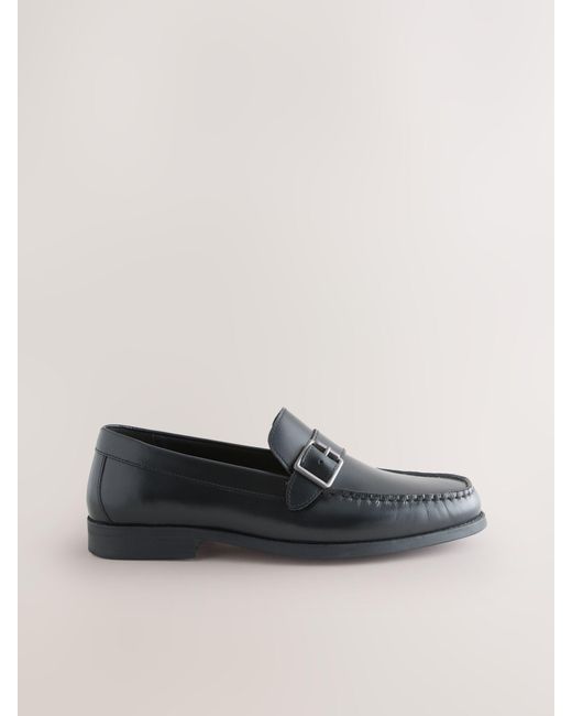 Next Black Leather Buckle Loafers for men