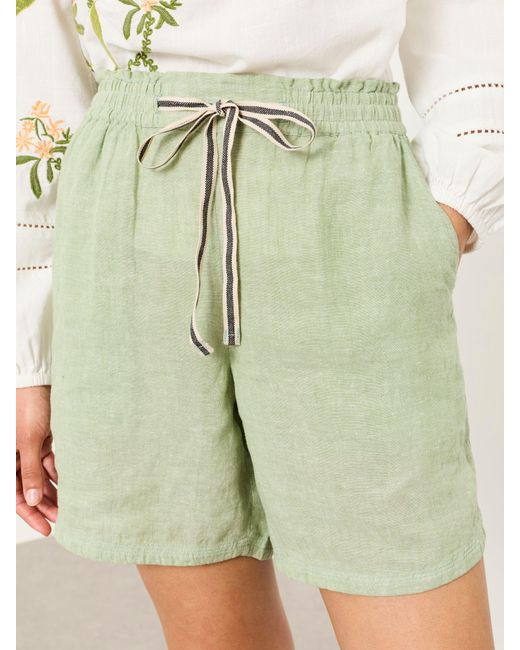 FatFace Green Fatface Cassie 100% Linen Shorts