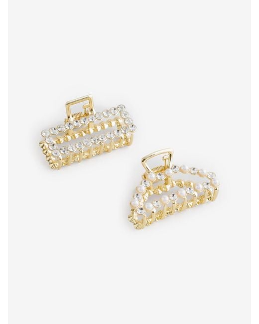 Aela White Rhinestone Hair Claw 2 Pack