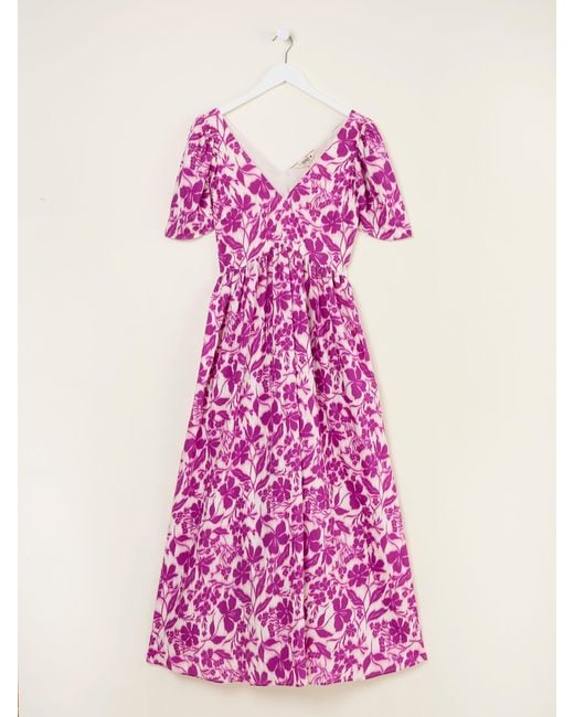 FatFace Pink Fatface Marlowe Gathered Sleeve Printed Maxi Dress