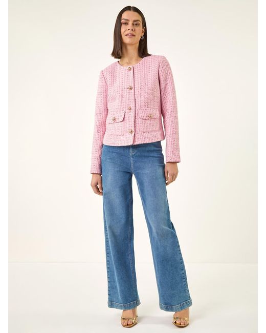 Roman Pink Sequin Boucle Jacket
