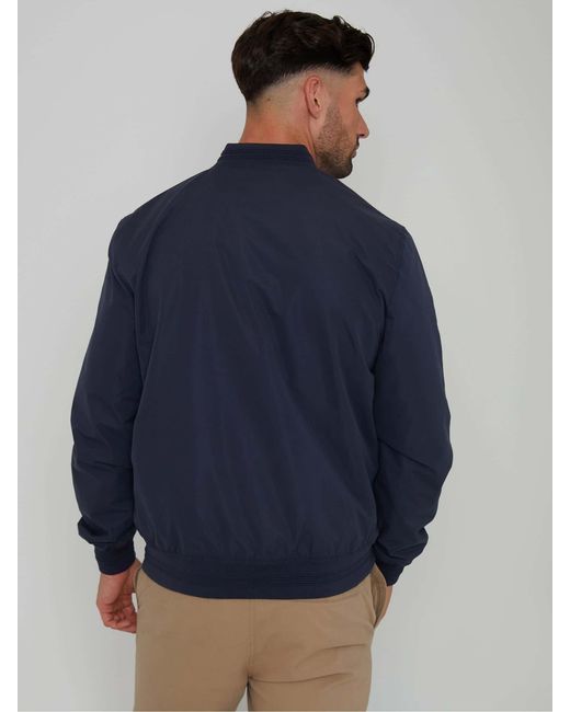 Threadbare Blue Showerproof Classic Bomber Jacket for men