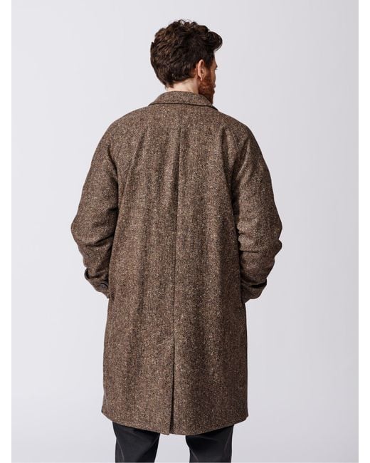 aubi Brown Glenties Wool Overcoat for men