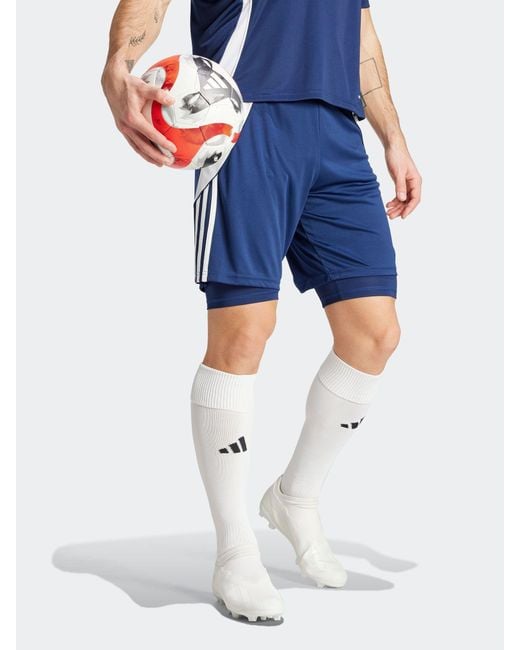 Adidas Blue Tiro 24 Training 2-In-1 Shorts for men