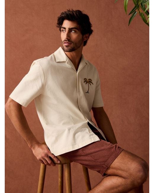 Next Brown Corduroy Elasticated Waist Shorts for men