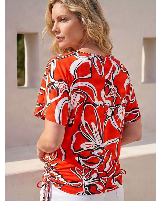 Roman Red Printed Ruched Top