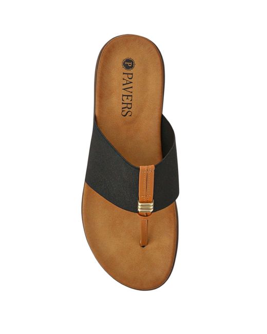 Pavers Black Flexible Toe-Post Sandals