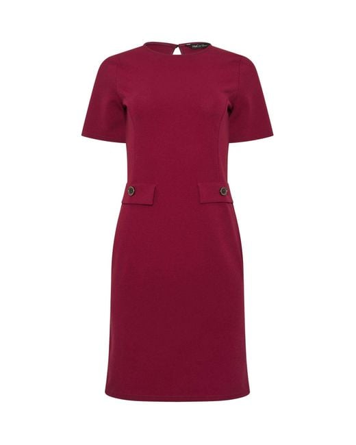 M Com Red Button Detail Work Midi Dress