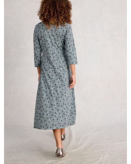 White Stuff Blue Rua Jersey Shirt Dress