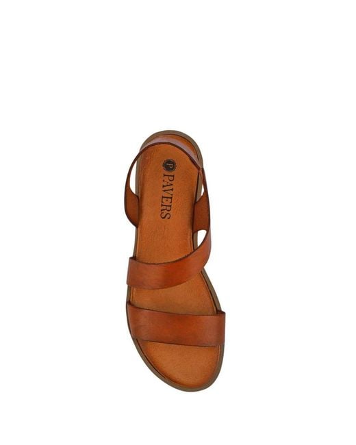 Pavers Brown Elasticated Leather Sandals