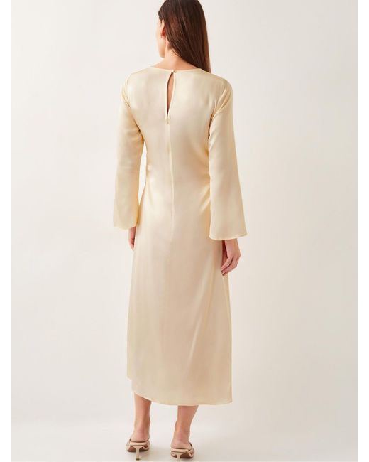 Monsoon Yellow Camile Floral Satin Midi Dress