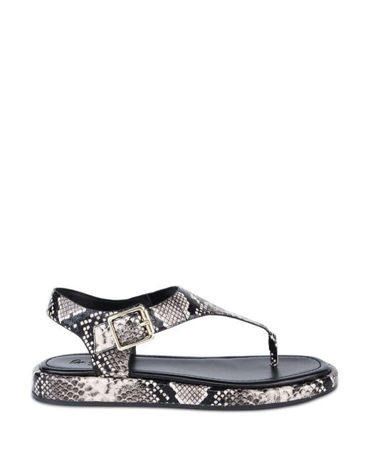 OFF THE HOOK White Adelie Leather Thong Flat Sandals