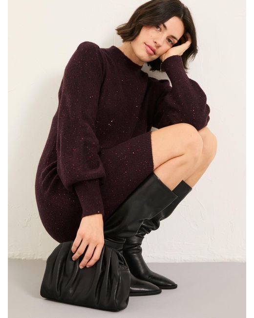 FatFace Blue Fatface Sparkle Knit Mini Dress