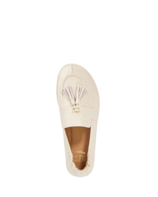 Dune White Leather Grounding Suede Loafers
