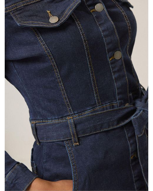 M Com Blue Denim Shirt Dress