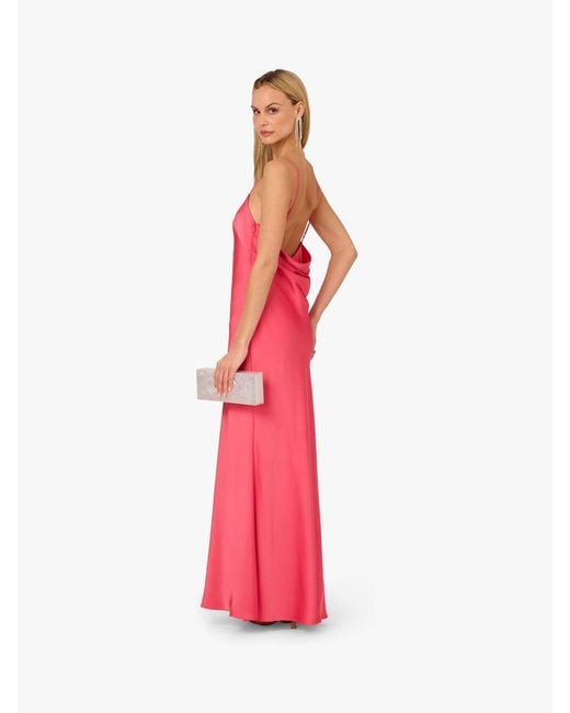 Adrianna Papell Pink Adrianna By Stretch Satin Long Dress