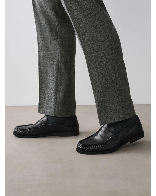 Next White Ruched Leather Loafers for men