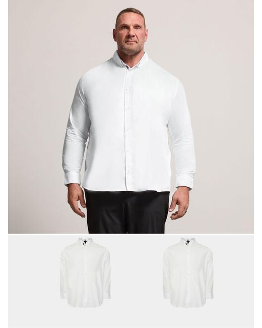 BadRhino Big & Tall White Long Sleeve Poplin Shirts 2 Pack for men