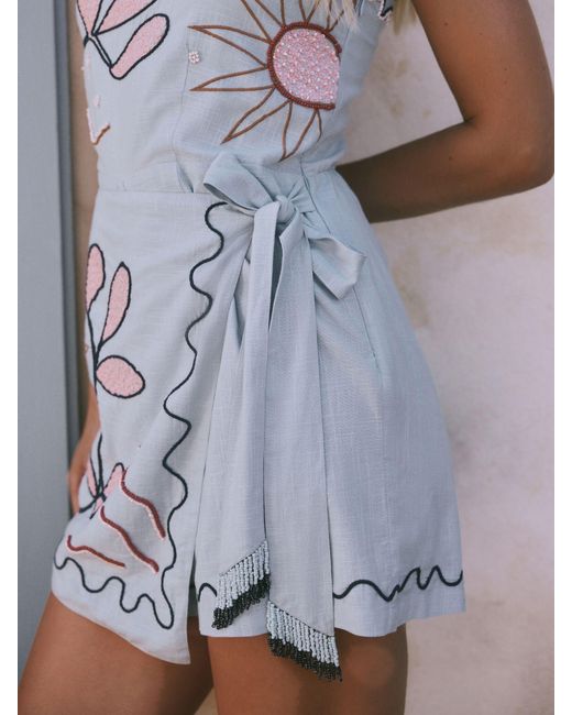 Next Blue Wrap Front Summer Playsuit