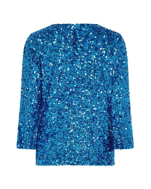 M Com Blue Sequin Flute Top