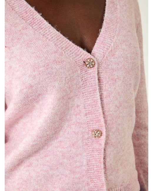 Roman Pink Metallic Trim Knit Cardigan