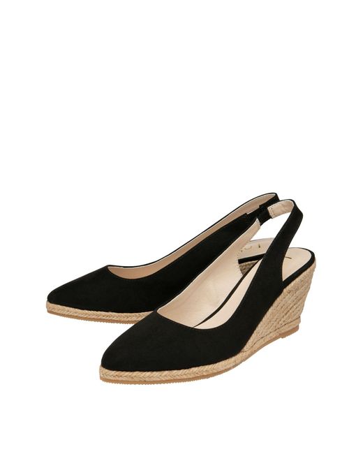 Lotus Black Espadrilles Mit Fersenriemen Und Keilabsatz