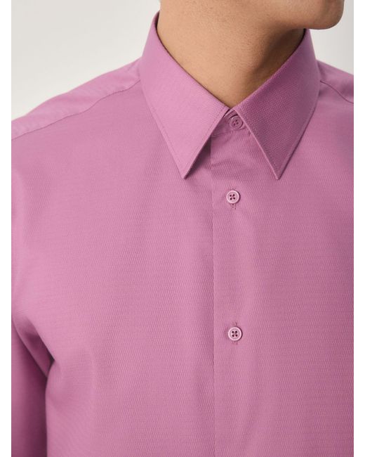 Next Pink Regular Fit Easy Care Textured Single Cuff Smart Shirt for men