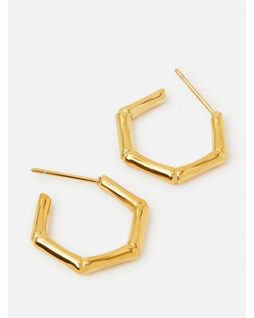 Accessorize Metallic Stainless Steel Bamboo Hoop Earrings
