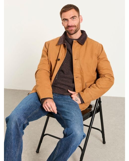FatFace Brown Sand Canvas Barn Jacket for men