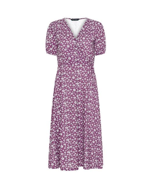 M Com Purple Midi Wrap Dress